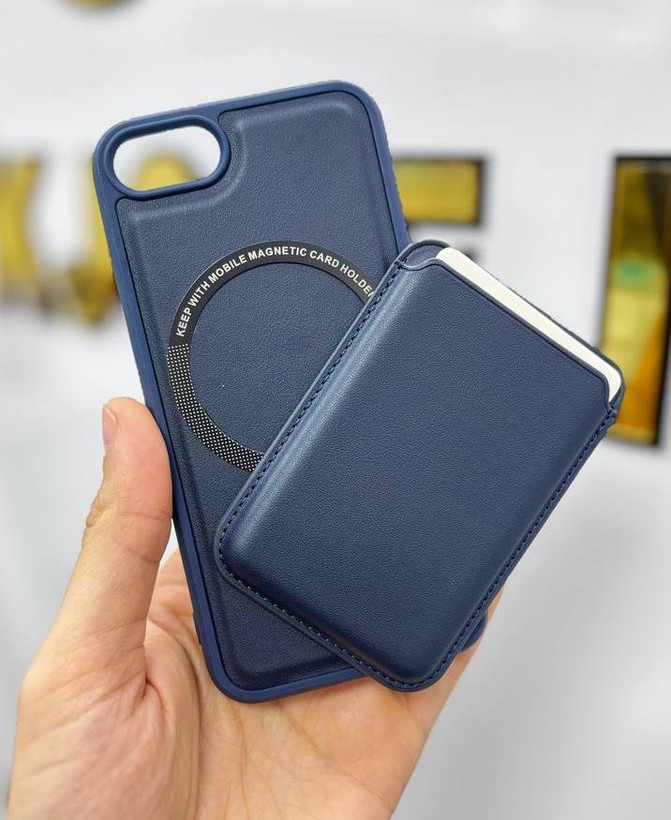 قاب چرمی مگسیف دار به همراه جاکارتی مگنتی iphone8