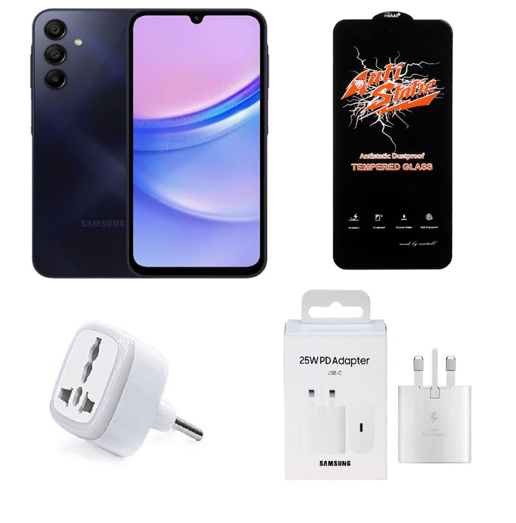 گوشی موبایل Samsung مدل Galaxy A15 (RAM 4) ظرفیت 128GB (ویتنام) / به همراه شارژر و تبدیل 3 به 2 و گلس