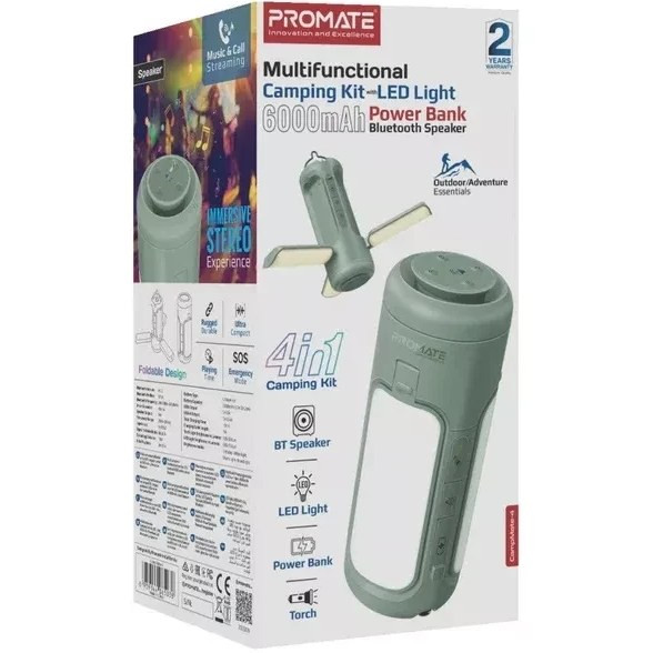 پاوربانک Promate 12W 6000mAh مدل CampMate-4 (چراغ قوه و چراغ اضطراری)