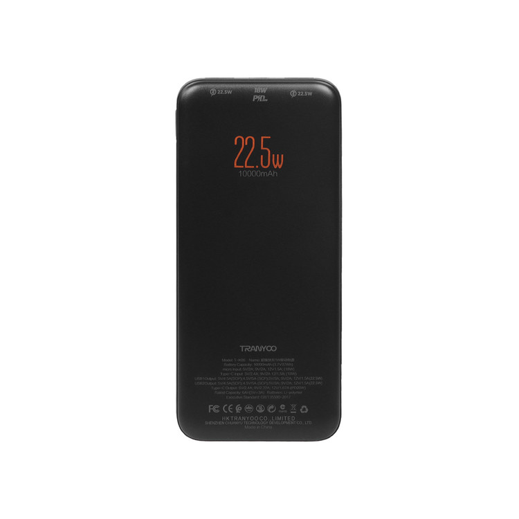 پاوربانک (PD و فست شارژ) Tranyoo 22.5W 10000mAh مدل T-K06