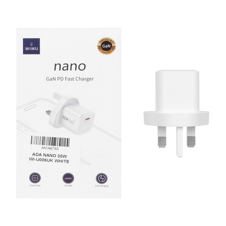 شارژر دیواری سه پین فست و PD تک پورت Wiwu مدل U006UK 30W