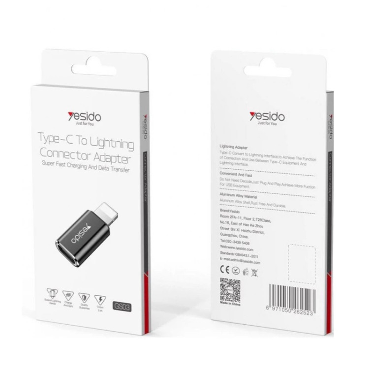 تبدیل yesido Type-C TO Lightening مدل GS03