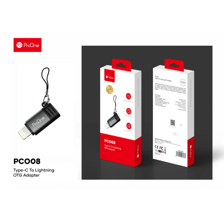 تبدیل ProOne Type-C To Lightning مدل PCO08
