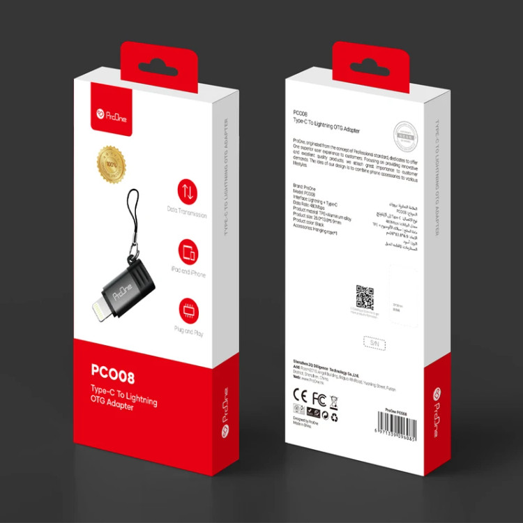 تبدیل ProOne Type-C To Lightning مدل PCO08