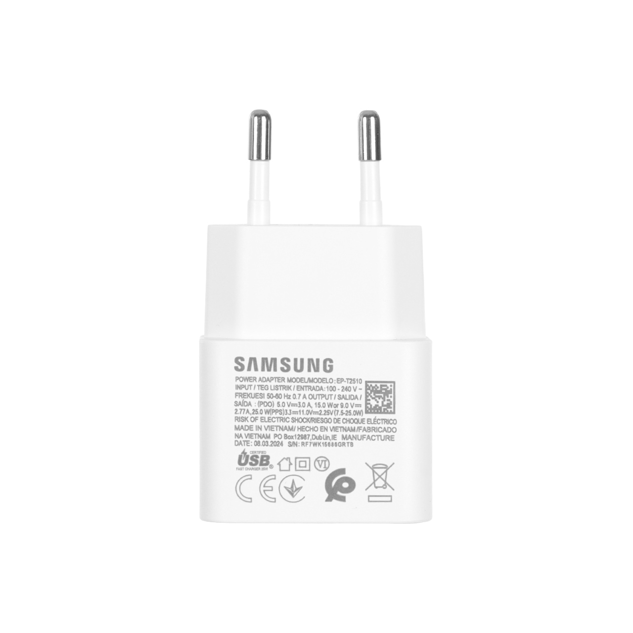 شارژر دیواری دو پین فست و PD SAMSUNG Type-C مدل EP-T2510 25W به همراه کابل شارژ High copy) DST)