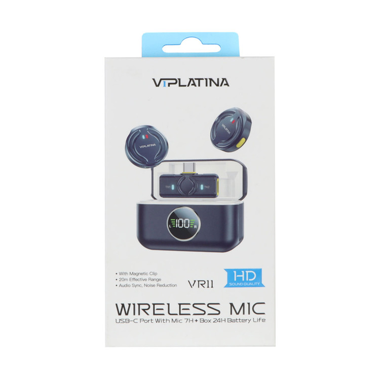 میکروفون بی سیم با کیس شارژ VIPLATINA Type-C مدل VR11