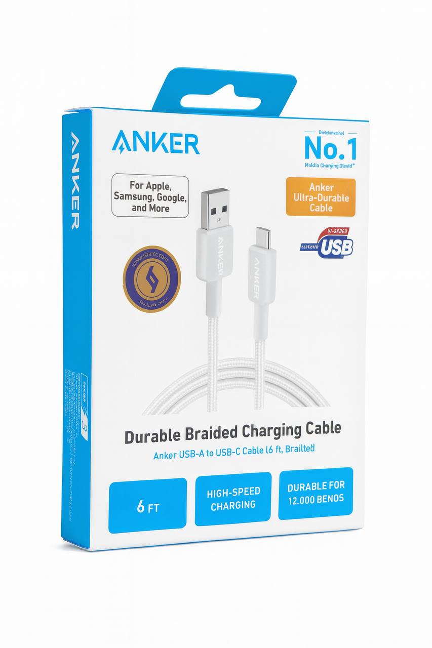 کابل شارژ 1.8 متری بافته شده ANKER Type-C مدل A81H6H21