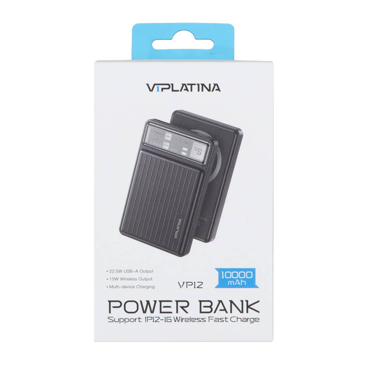 پاوربانک فست شارژ وایرلس مگسیف VIPLATINA 10000mAh مدل VP12 22.5W