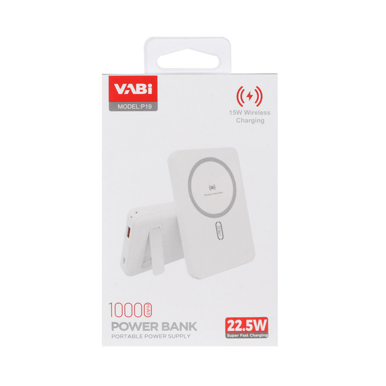 پاوربانک وایرلس سوپر فست شارژ 22.5W مگ سیف VABI 10000mAh مدل P19