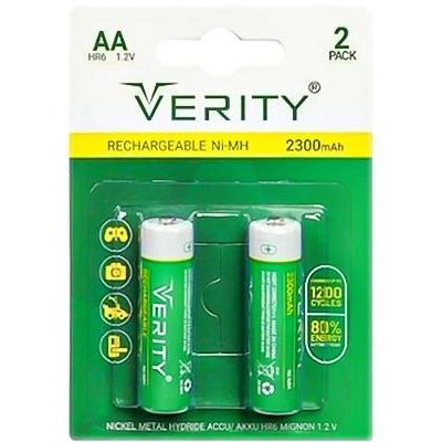 باتری دوتایی قلمی شارژی Verity Rechargeable Ni-MH HR6 AA 2300mAh