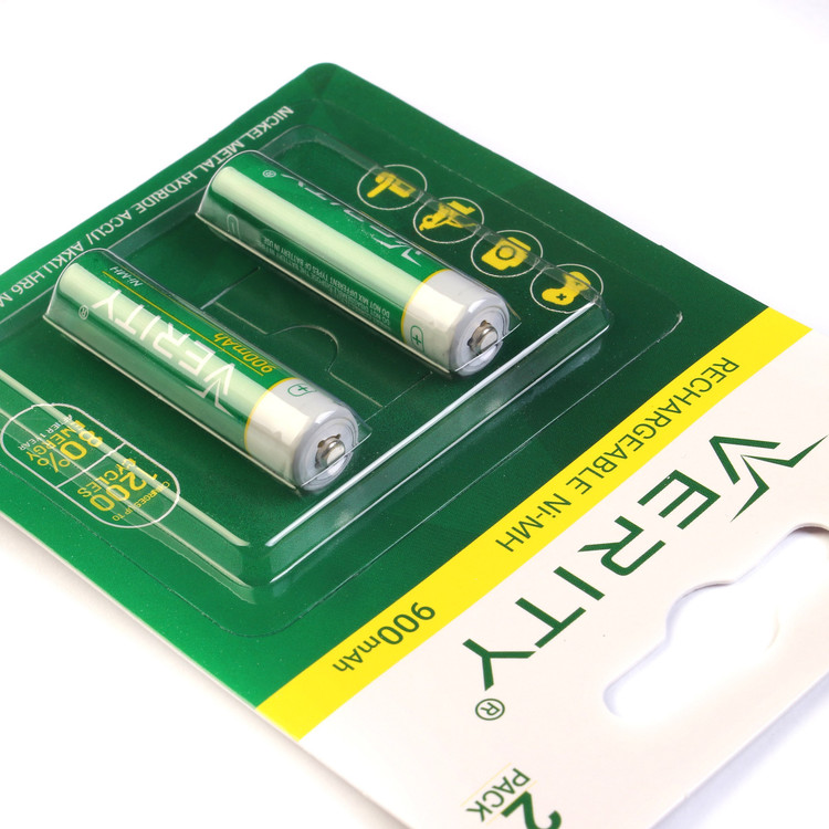 باتری دوتایی نیم قلمی شارژی Verity Rechargeable Ni-MH HR03 AAَA 900mAh