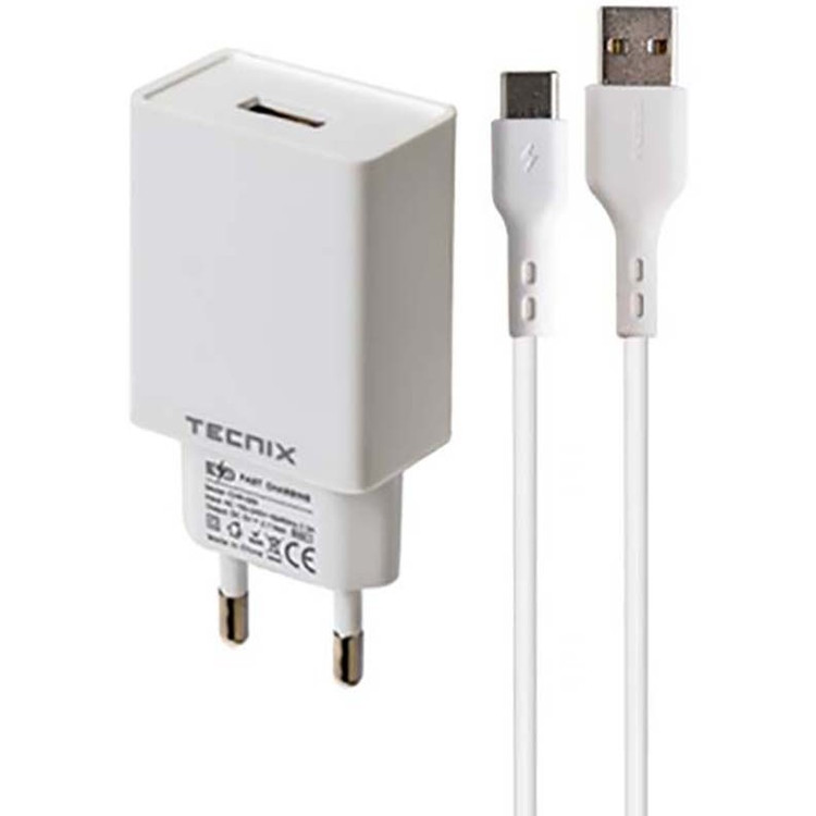 شارژر دیواری + کابل تایپ سی تکنیکس (TECNIX) مدل CHR-065-C
