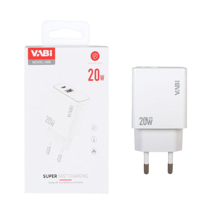 شارژر دیواری فست دو پورت VABI مدل H66 20W