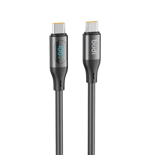 کابل فست شارژ کنفی Type-C به Type-C بودی مدل Budi DC262TT12B با نمایشگر LED و توان 100 وات