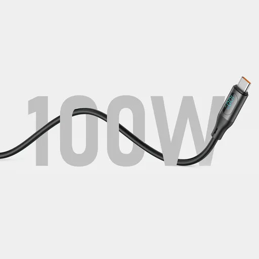 کابل فست شارژ کنفی Type-C به Type-C بودی مدل Budi DC262TT12B با نمایشگر LED و توان 100 وات