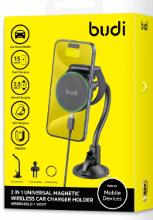 پایه نگهدارنده و شارژر بی سیم دوکاره موبایل بودی مدل Budi CM576B