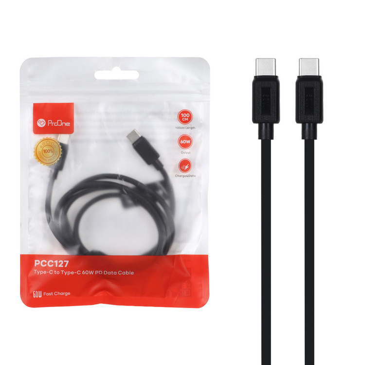 کابل شارژ دیتا PD و فست ProOne Type-C To Type-C مدل PCC127 60W