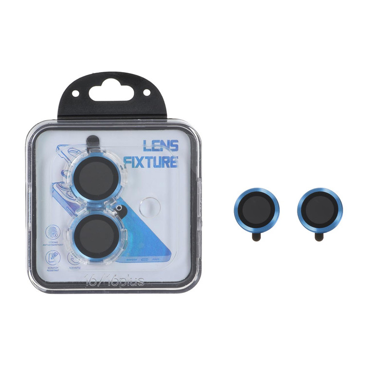 محافظ لنز رینگی اورجینال Lens Fixture شابلون دار Apple iPhone 16 / iPhone 16 plus - آبی روشن