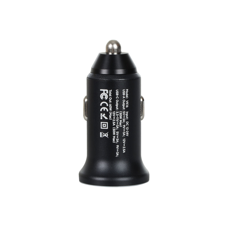 شارژر فندکی فست و PD دو پورت VIPLATINA مدل VK16 60W