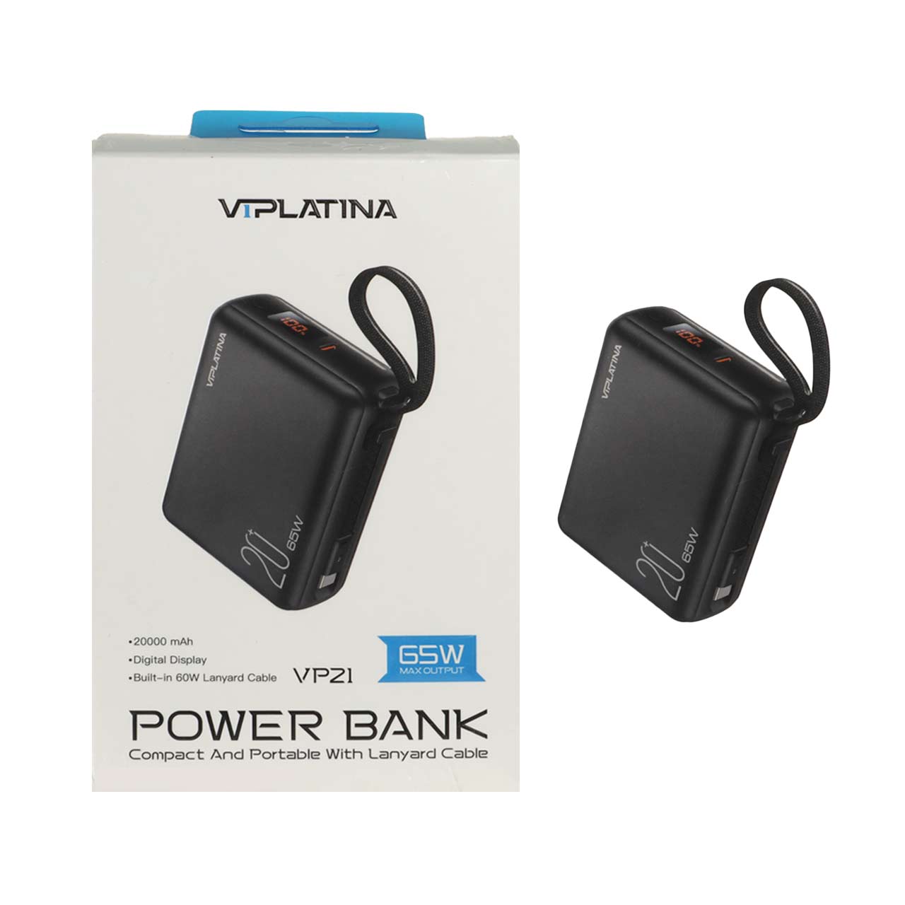پاوربانک فست شارژ VIPLATINA 20000mAh مدل VP21 65W- اصل