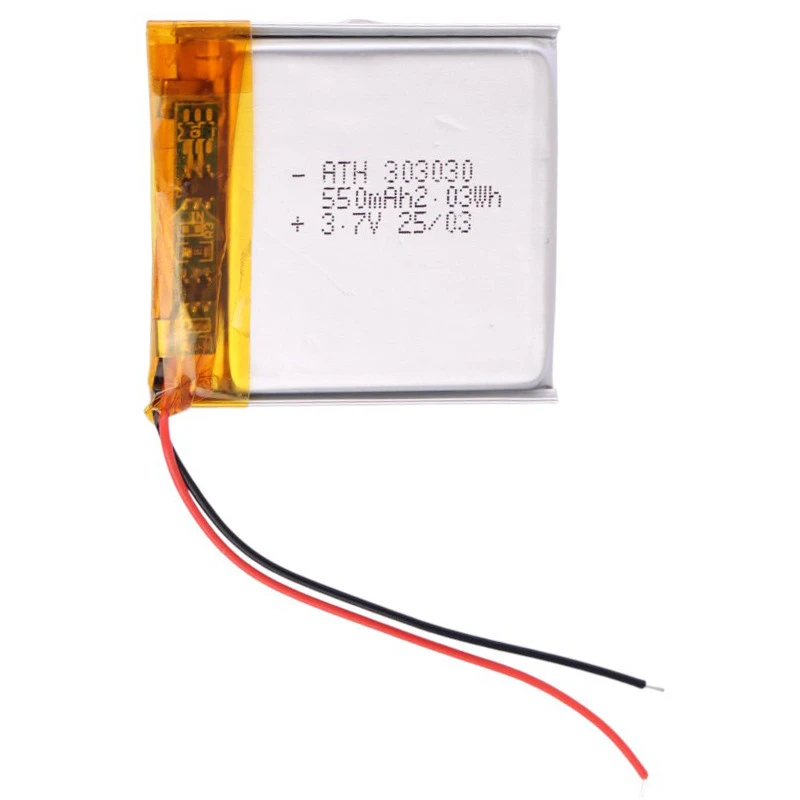 باتری لیتیوم 500mAh 30*30*3mm 303030