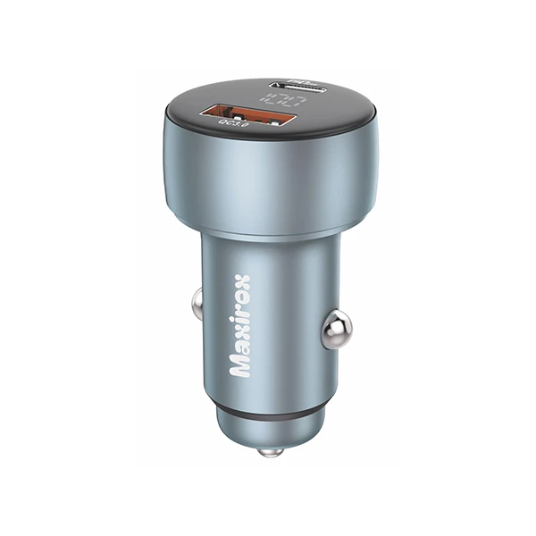 شارژر فندکی 48 وات Maxirox MV18 | تایپ سی PD و QC 3.0 | با نمایشگر دیجیتال