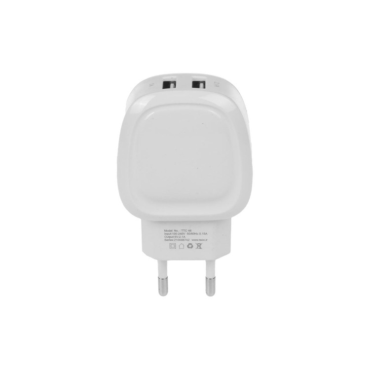 شارژر دیواری دو پورت TSCO مدل TTC 46 10W همراه با کابل اندروید