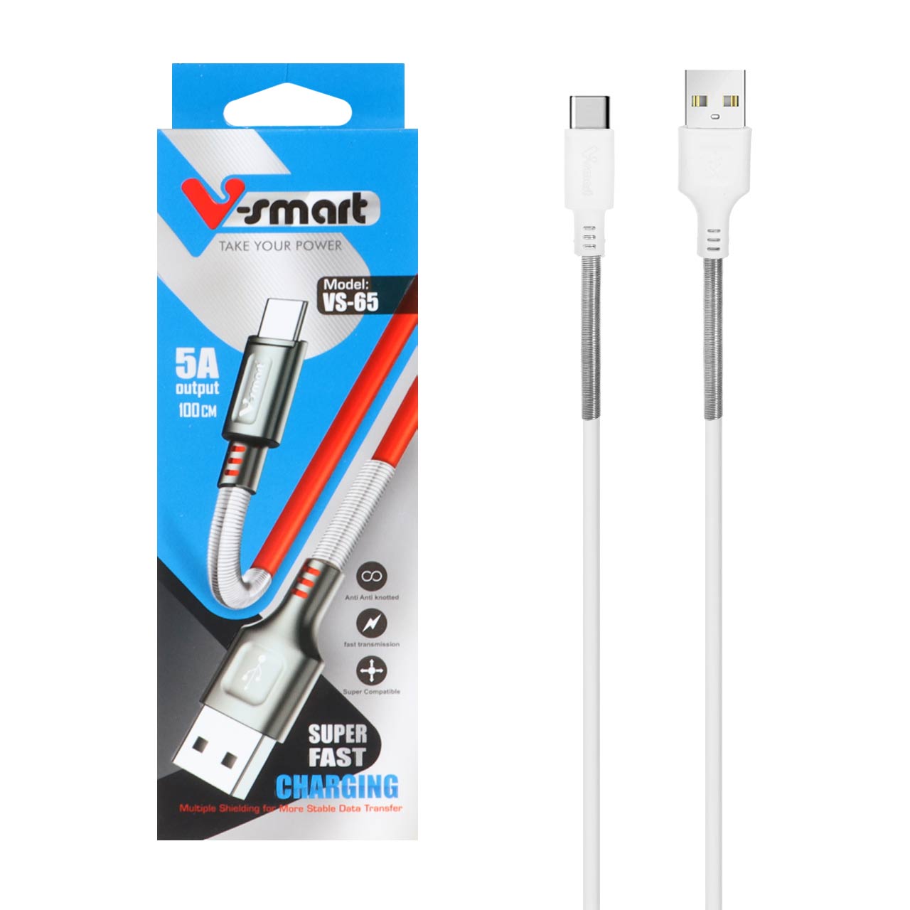 کابل شارژ فست V-Smart Type-C مدل VS-65